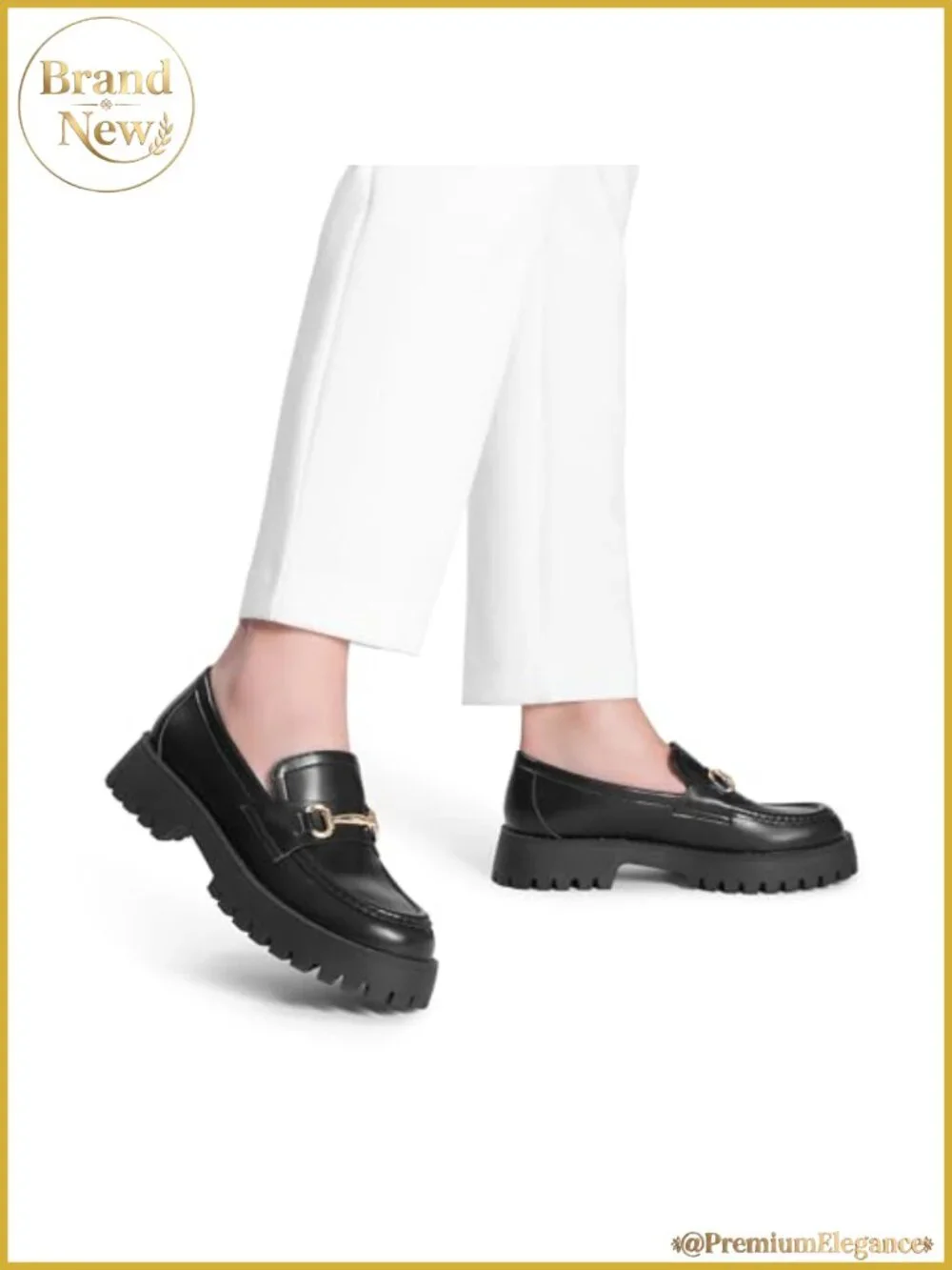 Platform Chunky Loafers Slip-On Faux Leather Women's Shoes